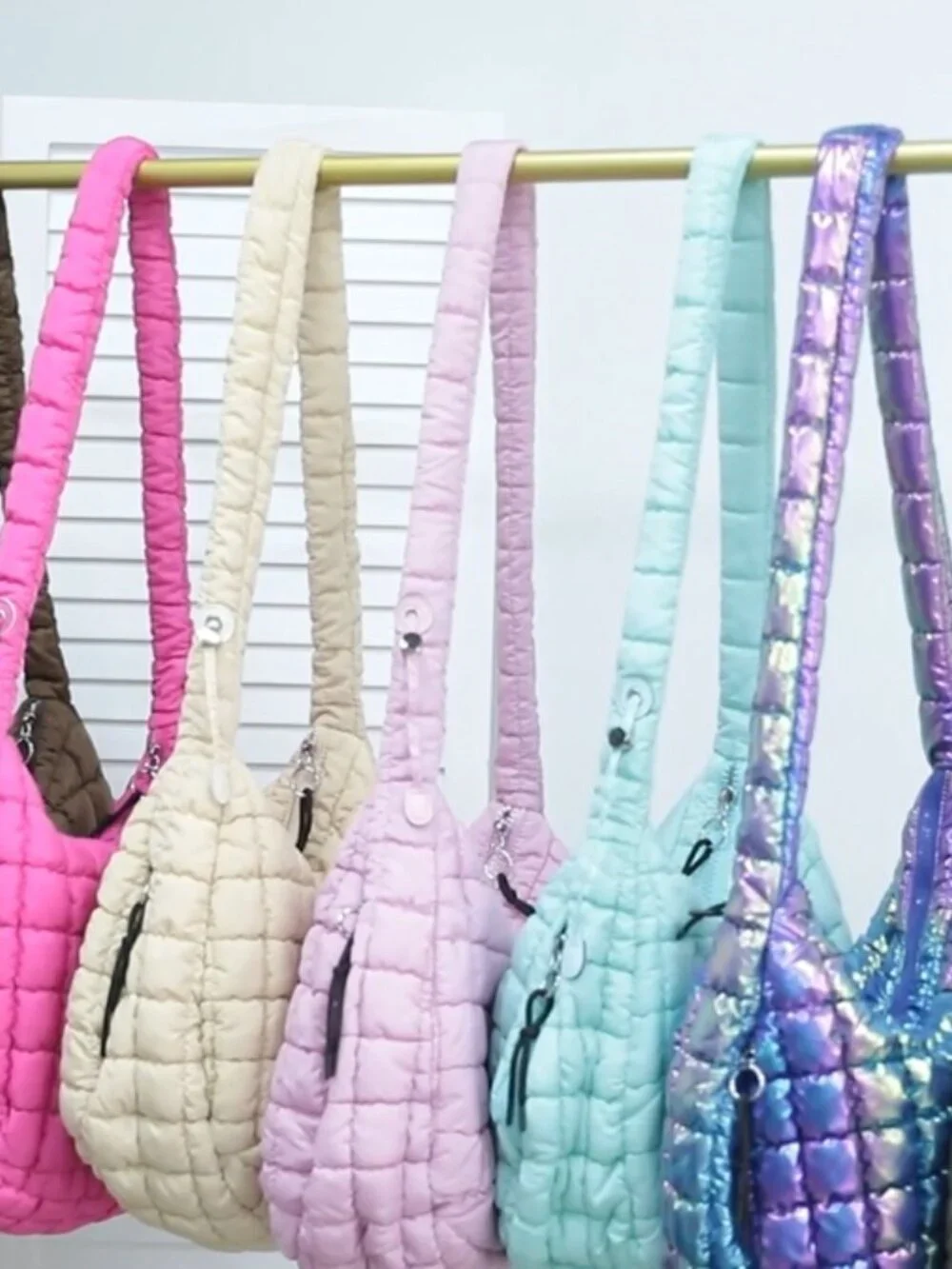 Quilted Puffer Tote Bag Nylon Crossbody Hobo Shoulder Bag Large Puffy Purse